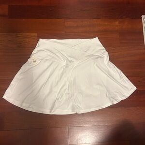 Aerie White Flared Active Skirt with Crossover Waistband